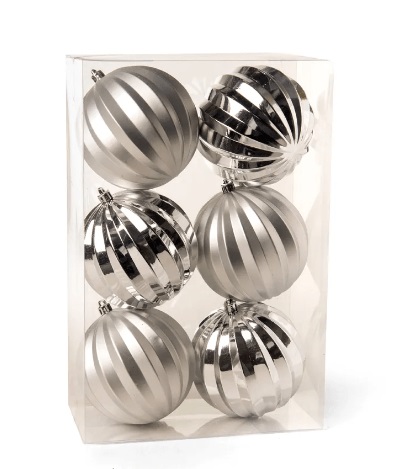 Bola Gomos Fosc e Bril Prata 10cm c/6 cr
