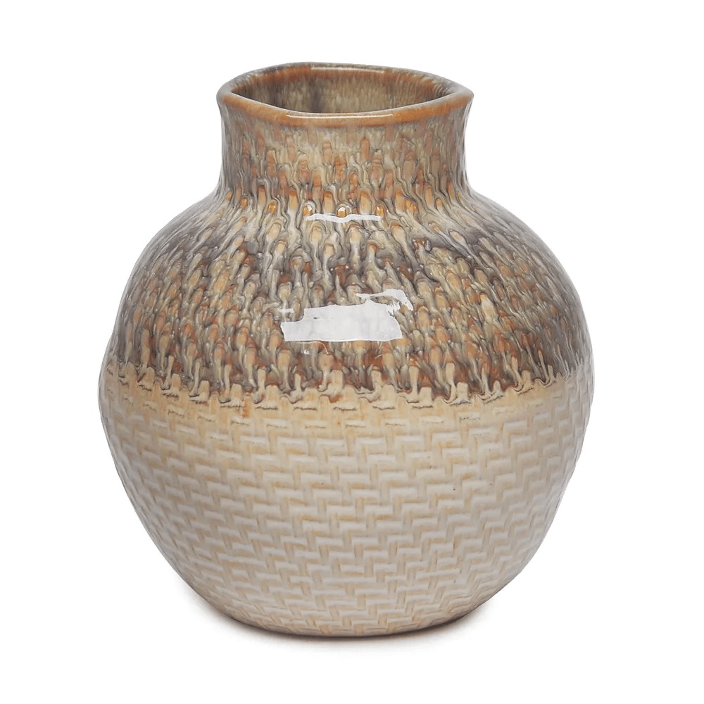 Vaso de Ceramica Mrr/bco 15x14x14cm Crom