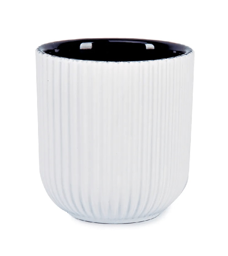 Vaso Ceramica Bco/pto 14x14cm Cromus