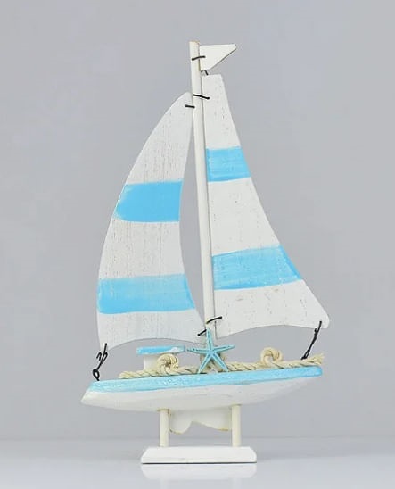 Enfeite Veleiro Listrado 26cm Yu-84