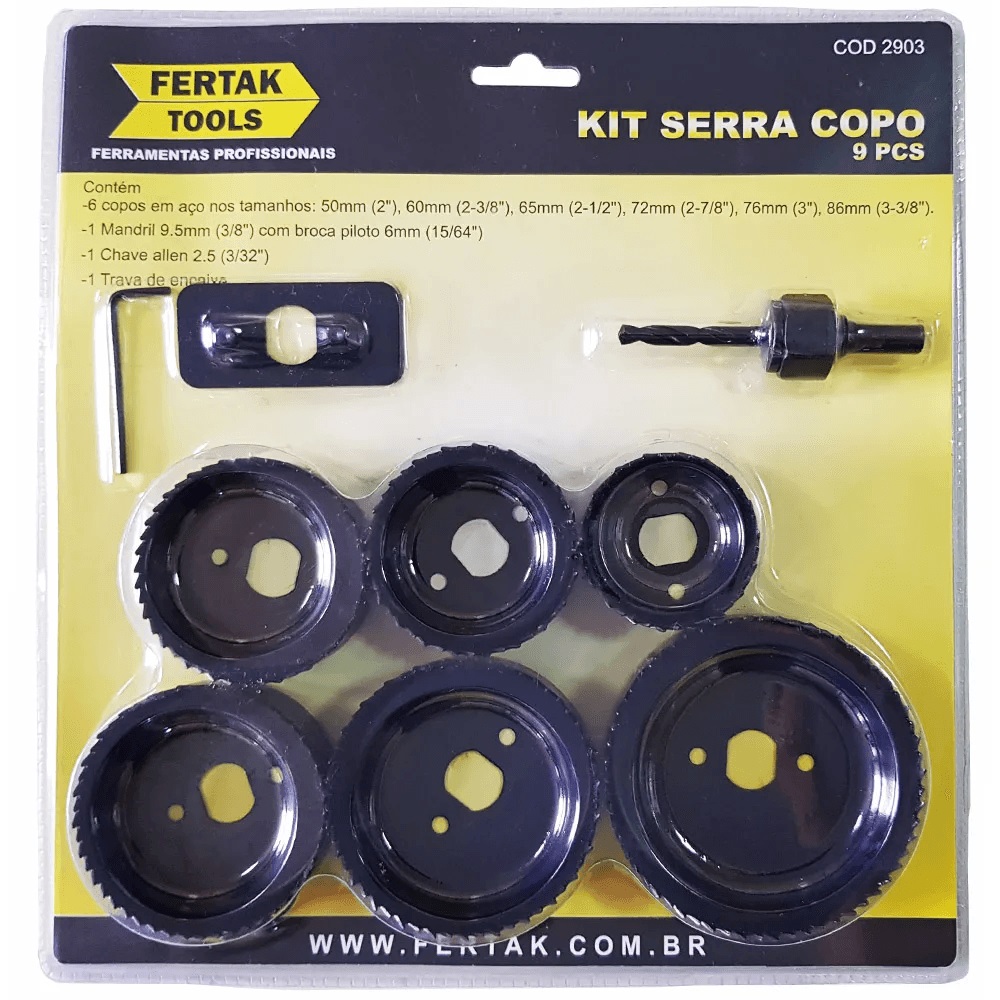 Kit Serra Copo com 9 Pecas Fertak