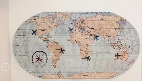 Placa de Lembretes Mapa Mundi Vintage