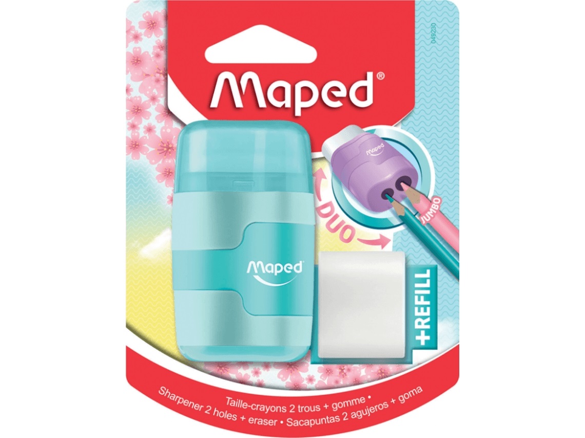 Apontador Com Borracha Connect Pastel 2 Furos Com Refil - Maped