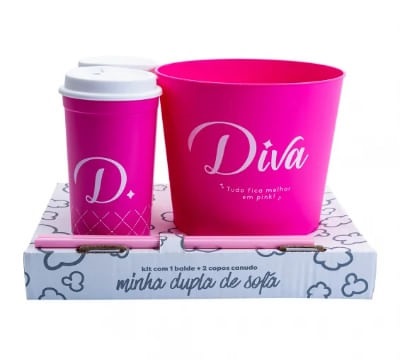 Copos e Balde de Pipoca Diva Classica