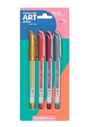Caneta gel art 1.0 Glitter 4 Cores Jocar
