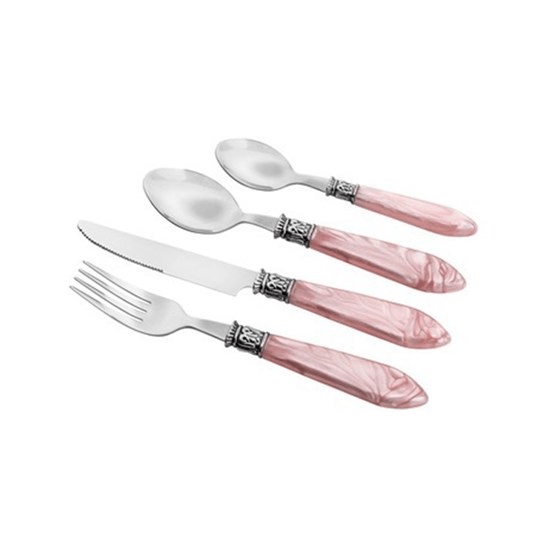 Faqueiro 24 Peças Inox Perola Luxo Rosa Lyor