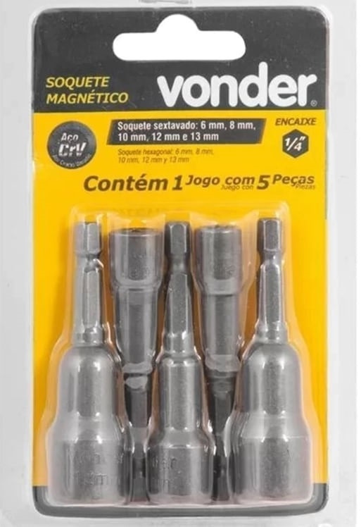 Soquete Magnetico (mm) jg C/5pc Vonder