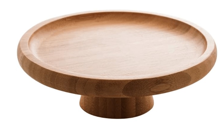 Prato p/ Bolo de Bambu C/pe 18x06cm Lyor