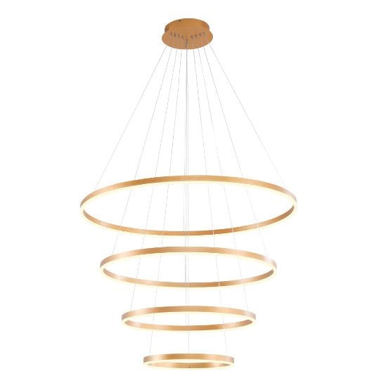 Lustre Pendente 4 Aros Led 115w 3500k Quente Nitrolux