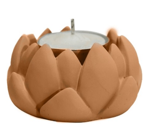 Porta Vela Flor Bege 4x7x7cm Zenir