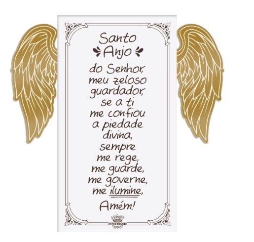 Placa de Mesa Asas Dour Santo Anjo Zenir