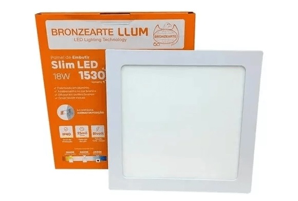 Painel emb qd led abs 18w 6500k Llum