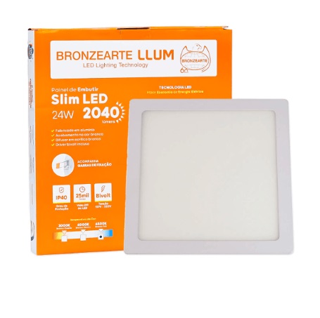 Painel emb qd led abs 24w 6500k Llum