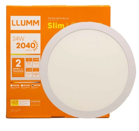Painel emb Slim led abs 12w rd 6500k llu