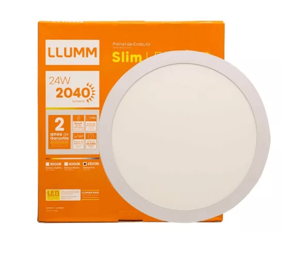 Painel emb Slim led abs 24w rd 6500k llu