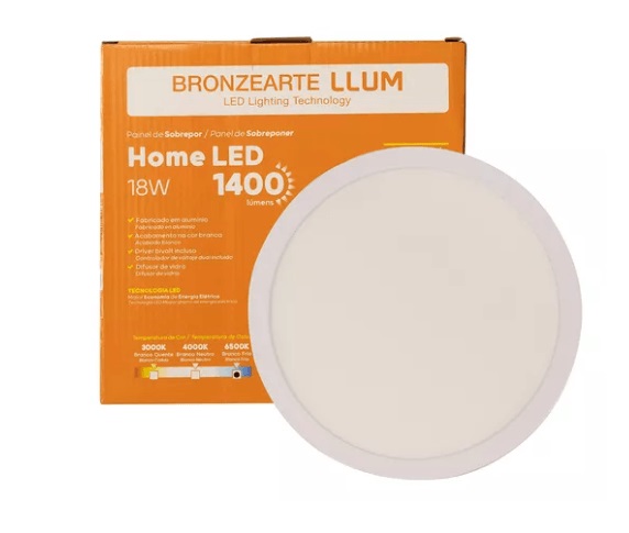 Painel sob rd 18w 6500k Home abs Llum