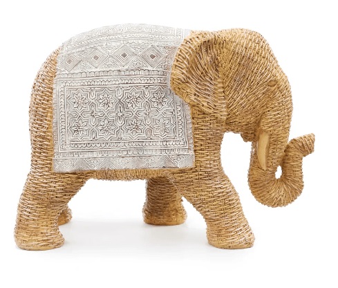 Elefante Resina Palha 11x15x6cm Cromus