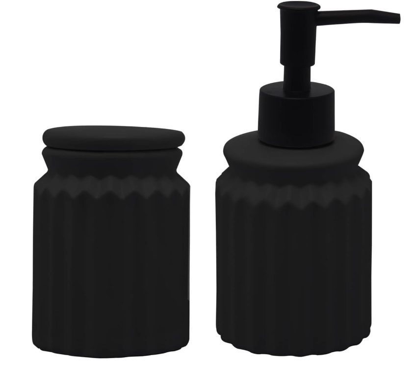 Conj Banheiro 2pçs pt Stripes Ceram Lyor