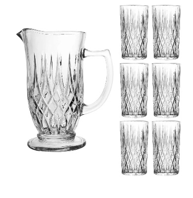 Conj Jarra 1l+6 Copos 300ml Diamante lyo