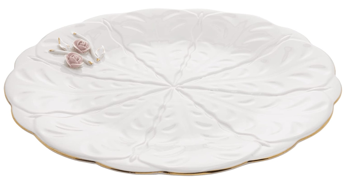 Prato Para Bolo de Porcelana Flower 30cm