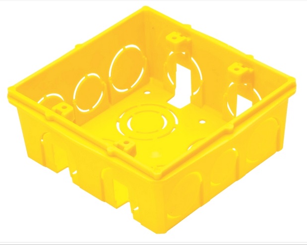 Caixa de Passagem 4x4 Quadrada Amarela -Tramontina