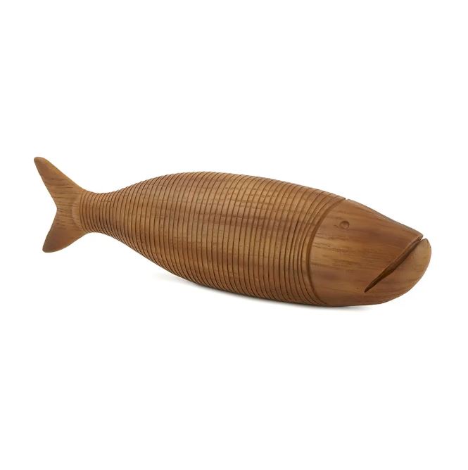 Escultura Decorativa Peixe Marrom Em Poliresina 33cm - Mart