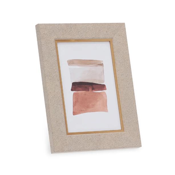 Porta Retrato Poliresina Vidro Bege 10x15cm Clean 20cm - Mart