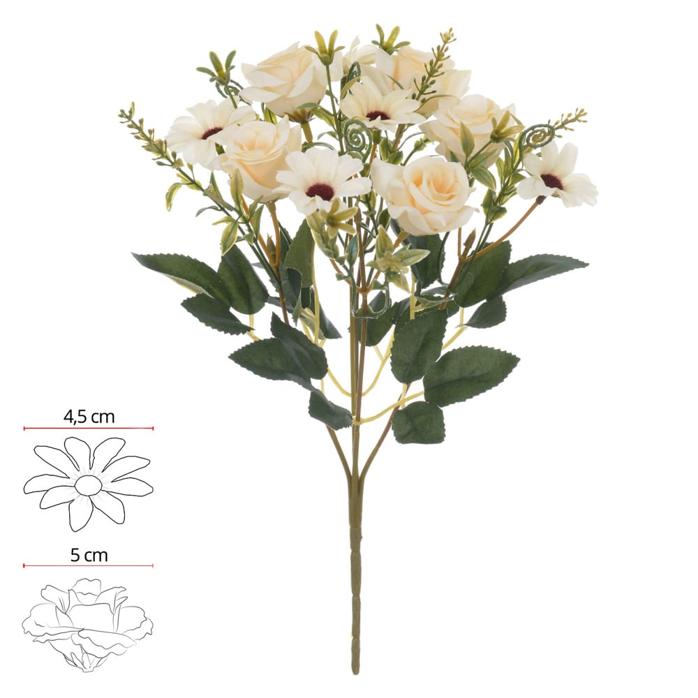 Rosa Margarida x10 Creme Outono 30cm - Florarte