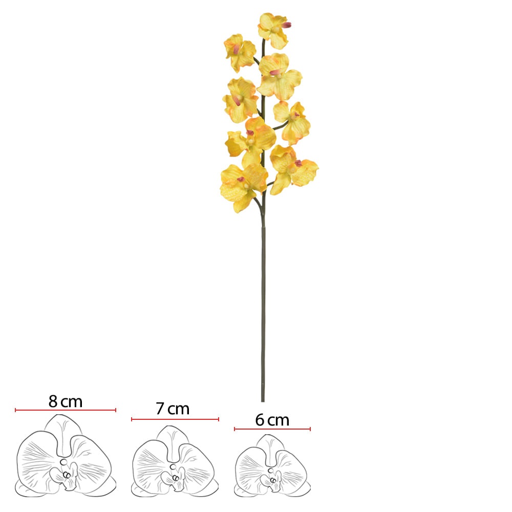 Orquidea Vanda Real toq x8 Amarela 65cm