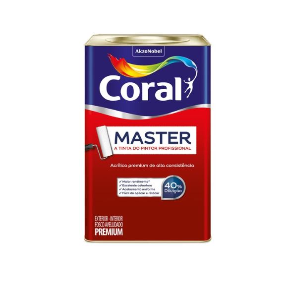 Tinta Acrílica Branca Fosco Aveludado Master 18 Litros - Coral