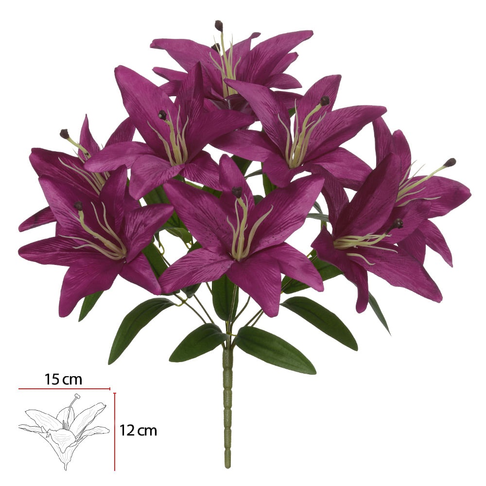 Buque Lirio Cetim x9 Fucsia 44cm