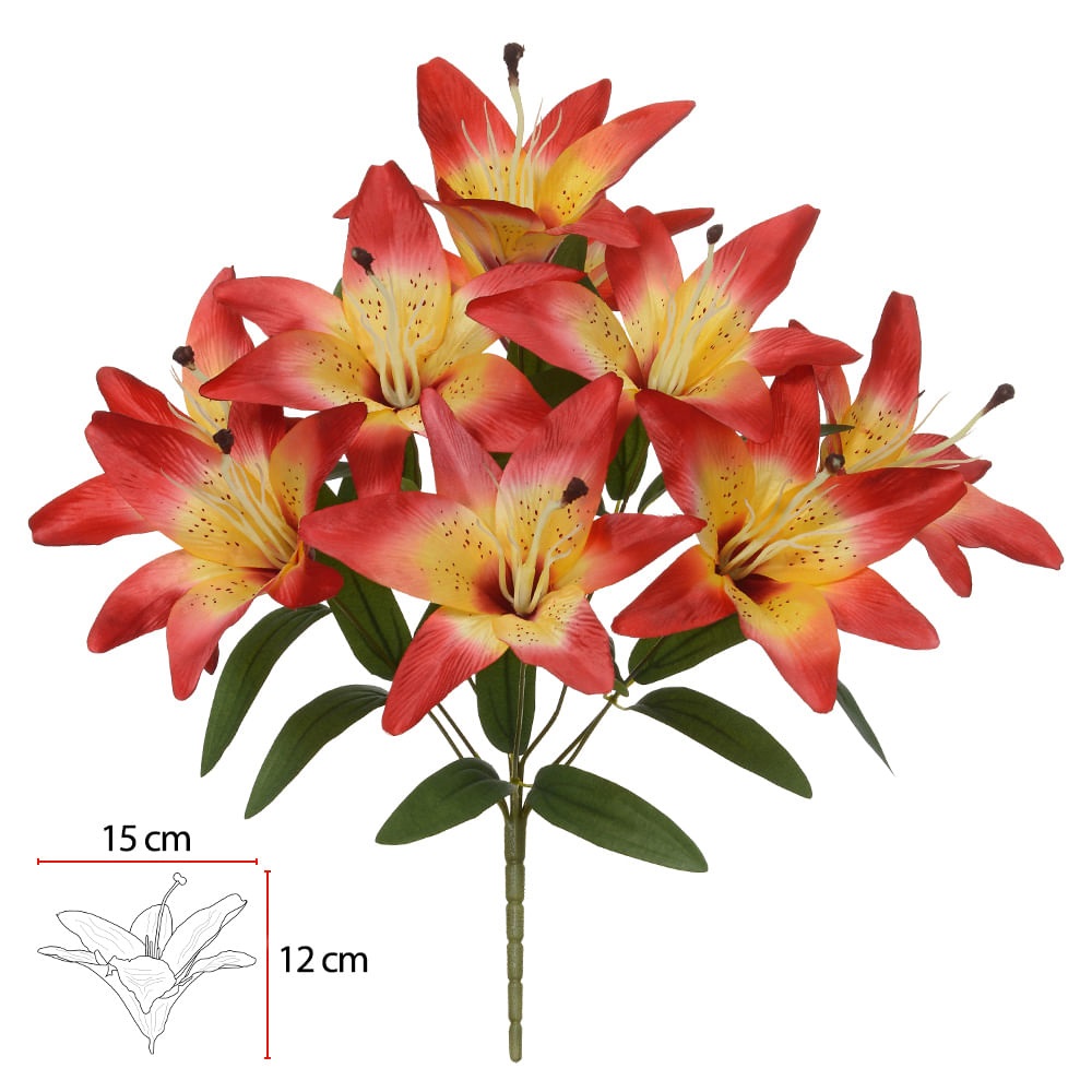 Buque Lirio Cetim x9 Vermelho 44cm