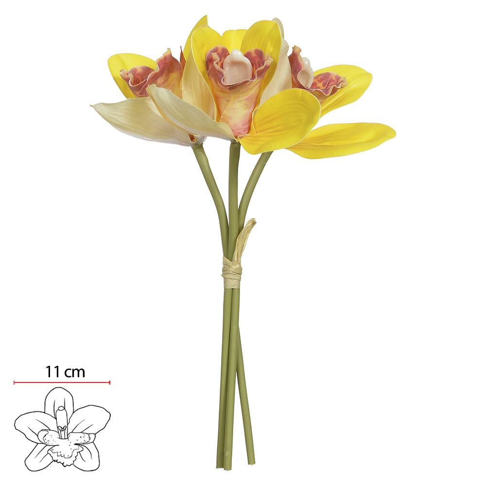 Orquidea Cymbid Real toq x3 Amarela 23cm