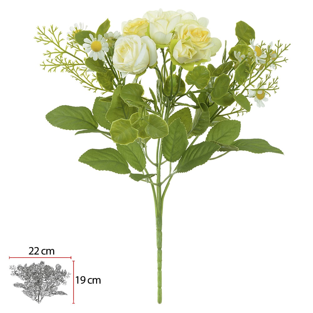 Buque Rosa Hortensia Amarelo 30cm