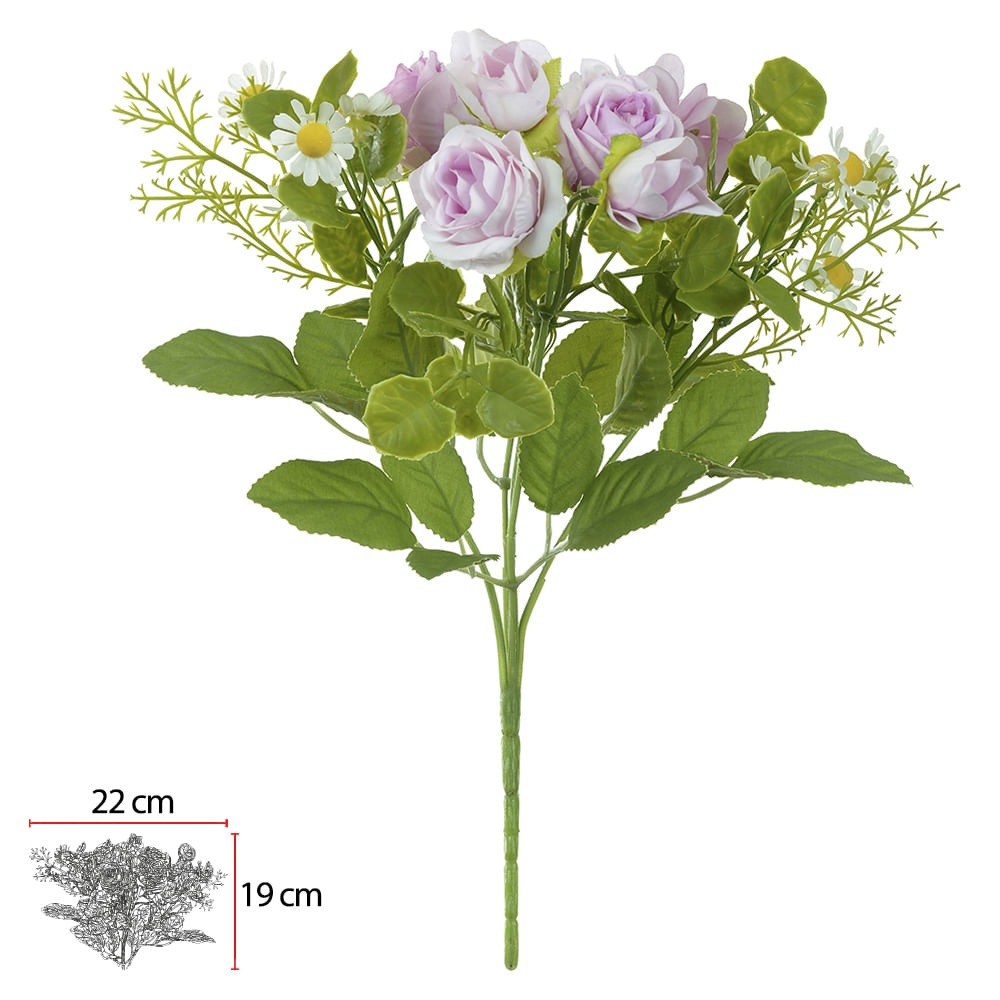 Buque Rosa Hortensia Lavanda 30cm