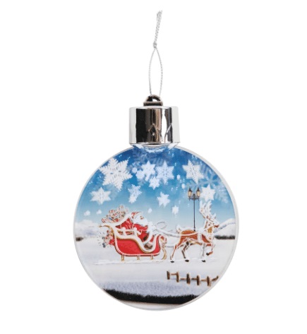 Enfeite Para Pendurar Bola Trenó do Papai Noel Com Led Colorido - Cromus