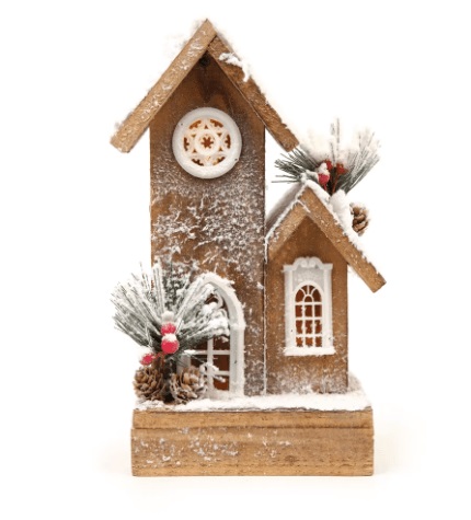 Casa Decorativa C/10leds Cru/bc 26cm