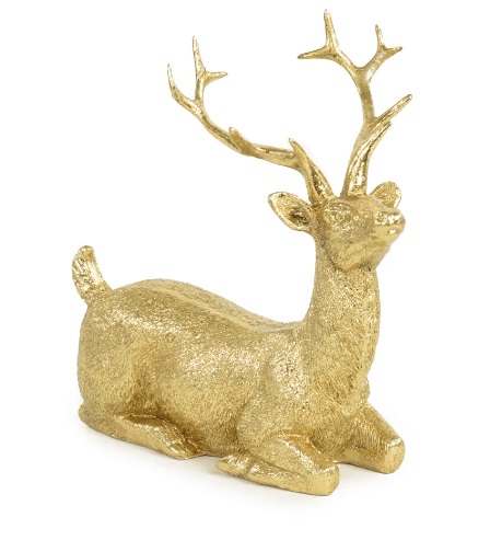 Rena Decorativa Deitada Ouro 15cm