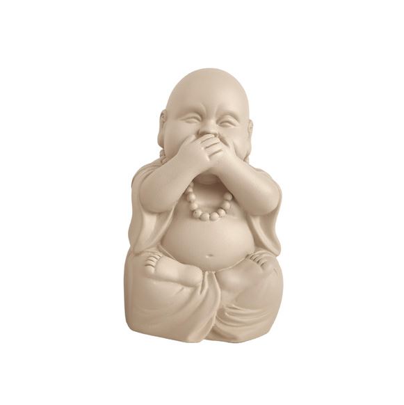 Escultura Decorativa Buda Mudo Em Cimento 12cm Mart