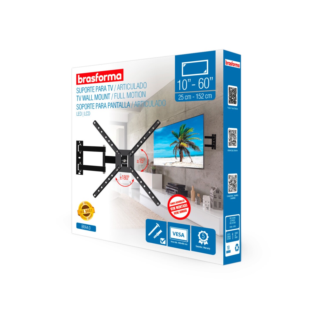 Suporte Articulado Para TV Led 10-60” BRA4.0 Brasforma