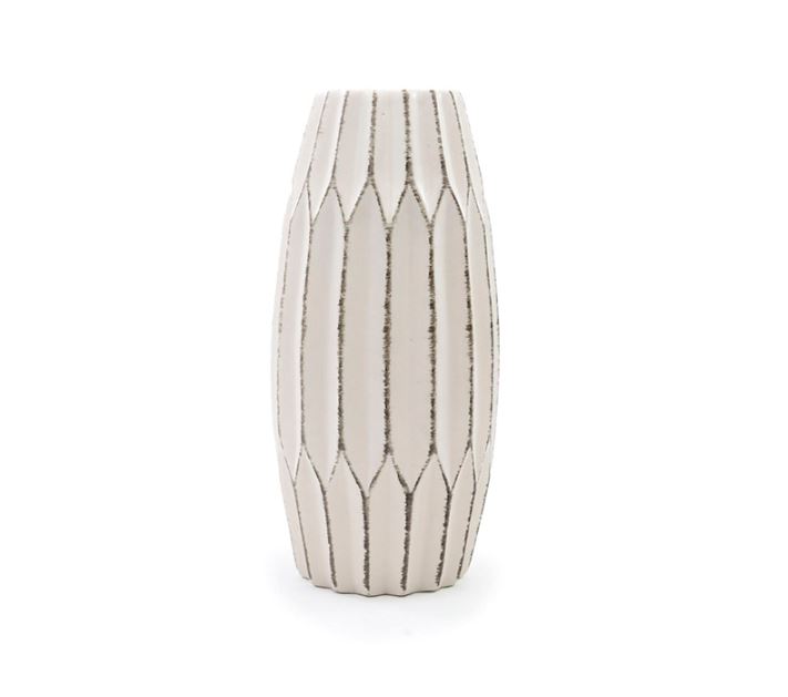 Vaso Em Ceramica Texturizada Off White - Cromus
