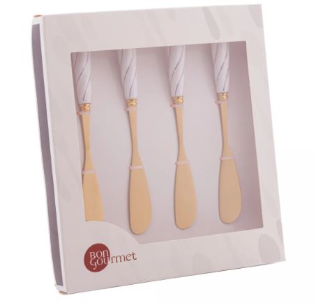 Cj 4 Espatula Aco/inox Dourado/bran Wolf