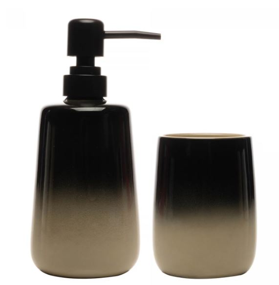 Cj 2 pçs Banheiro Bege/preto Cera Wolff