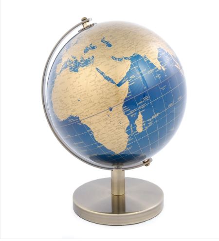 Decorativo Globo Metal Dourado Azul 19x17x28 cm - Cromus