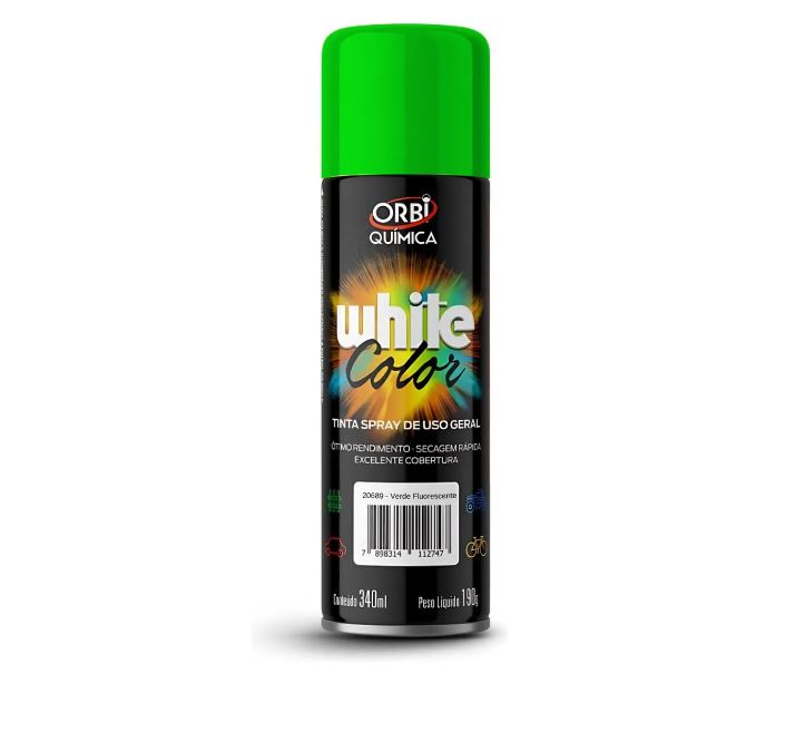 Tinta Spray Verde Fluorescente Uso Geral 340ml - Orbi