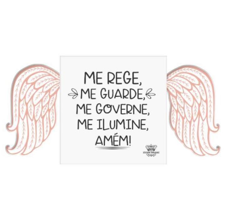Placa de Mesa Com Asas Me Rege,Me Grarde Baby Urso Rosa - Zenir