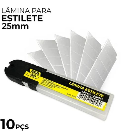 Lâmina de Estilete 25mm com 10 Peças - Fertak