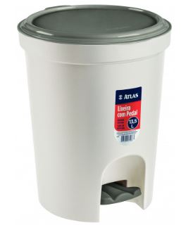 Lixeira Plástica Com Pedal 13,5 Litros Redonda Bege  Atlas