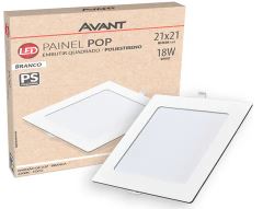 Painel Led Pop Embutir Quadrado 18w 6500k 22cm Bivolt Avant
