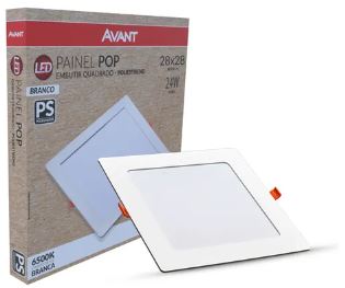 Painel Led Pop Embutir Quadrado 24w 6500k 28cm Bivolt Avant